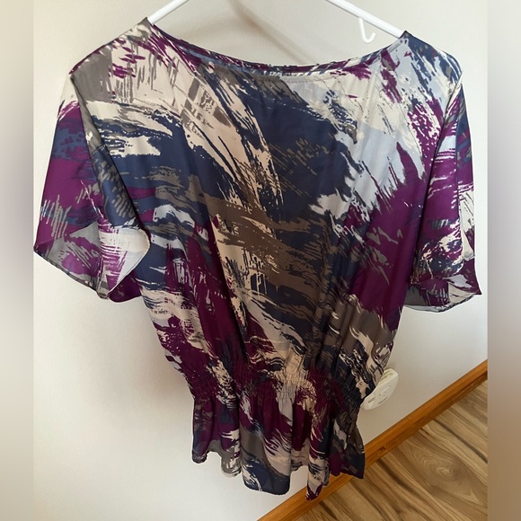 Women’s multicolored Calvin Klein blouse.  Gathers at the waist, good condition - Picture 2 of 3